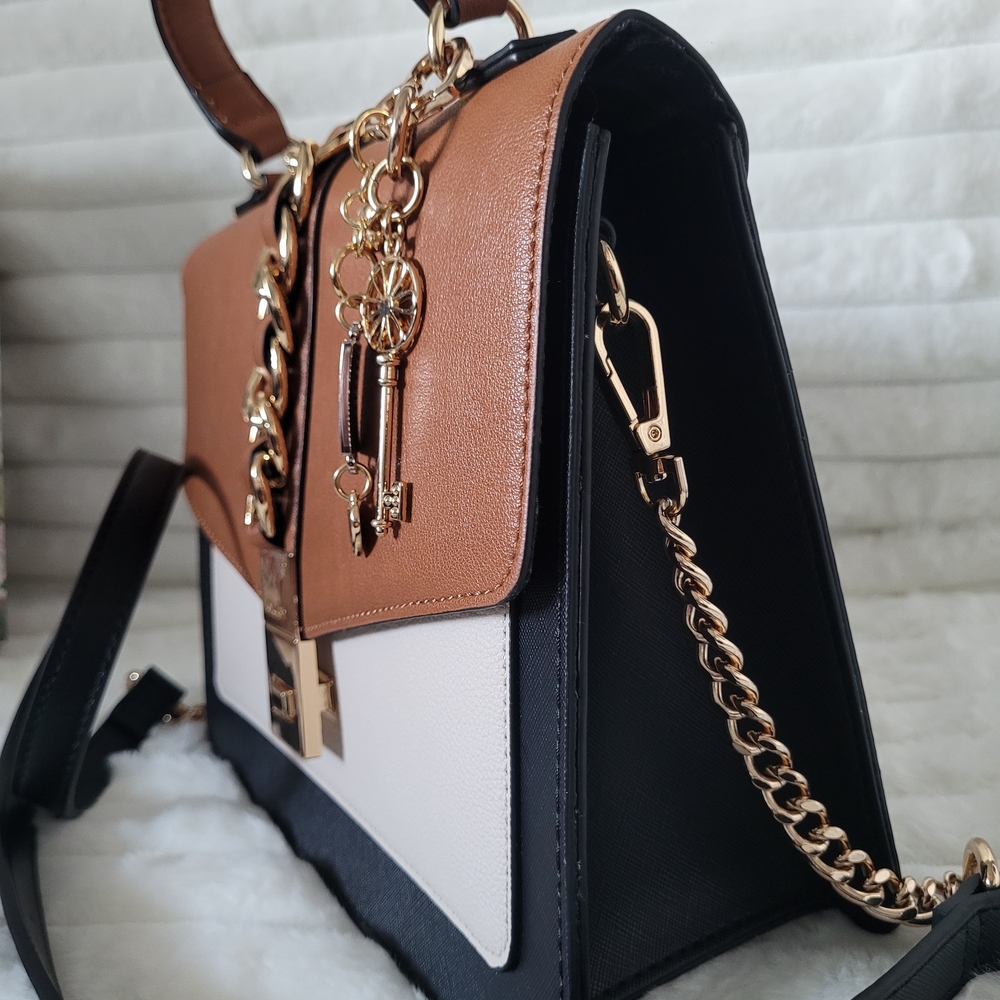 NWOT- Aldo CAILLA Brown and White Crossbody Bag with Gold Accents - Picture 6 of 6